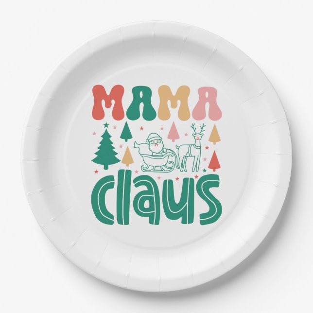 Assiettes En Carton Mama Claus Christmas Design-60097 (Devant)