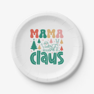 Assiettes En Carton Mama Claus Christmas Design-60097