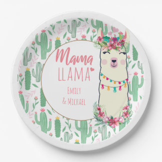 Assiettes En Carton Mama Llama Fiesta Baby Girl Douche Partyware