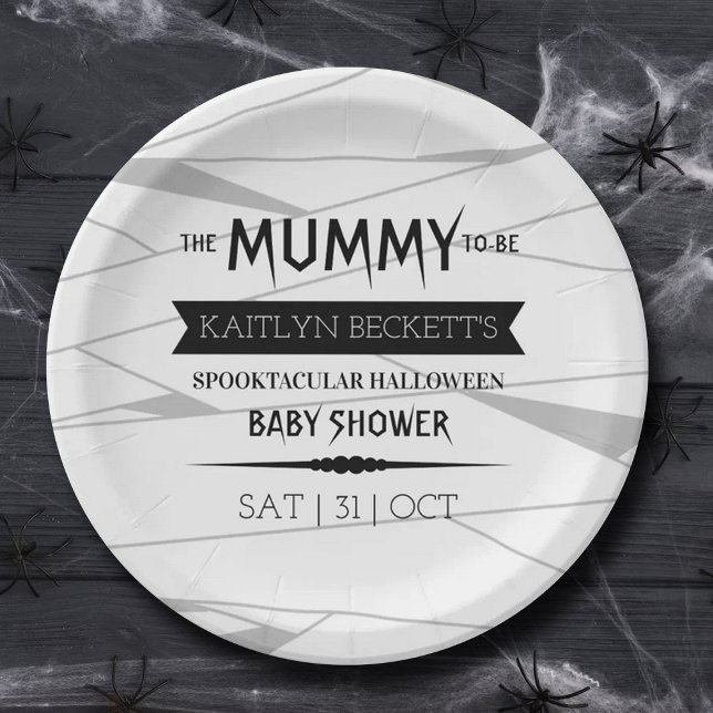 Assiettes En Carton Maman à être | Baby shower Halloween (Créateur téléchargé)