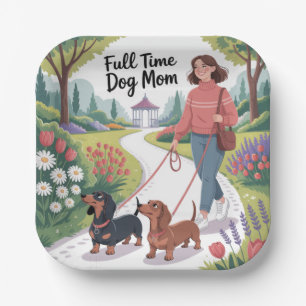Assiettes En Carton Maman de Dachshund à Temps Plein