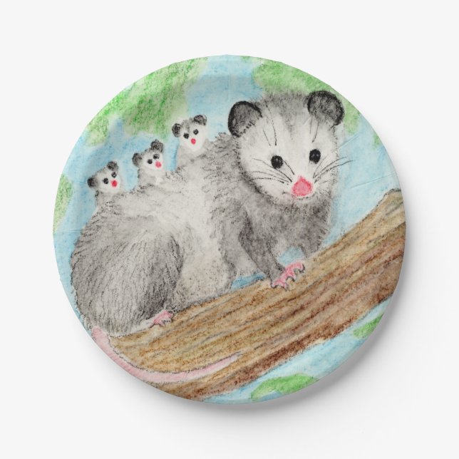 Assiettes En Carton Maman d'Opossum (Devant)