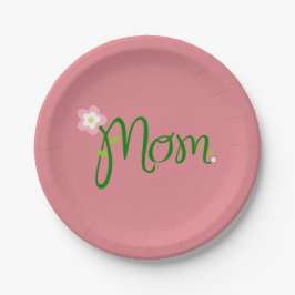 Assiettes En Carton Maman fraise rose