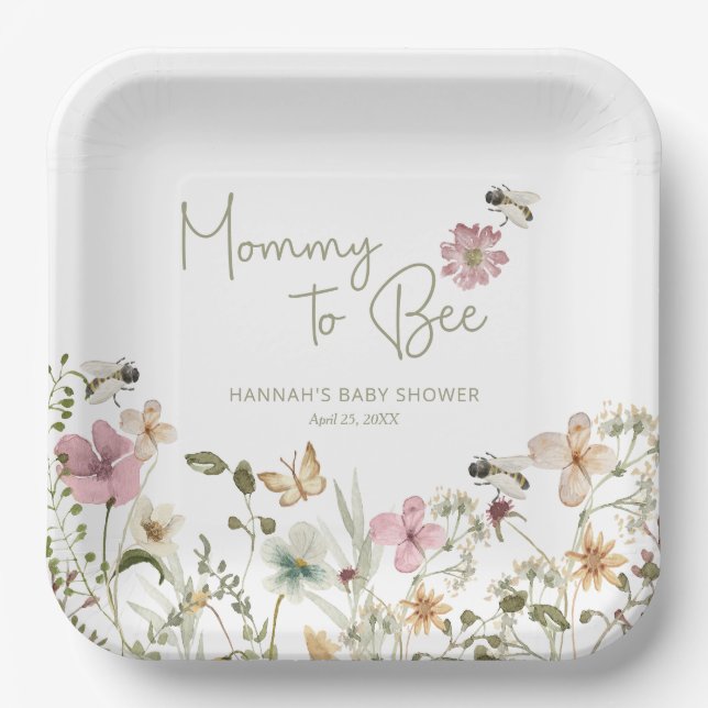 Assiettes En Carton Maman to Bee Baby shower (Recto)