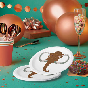 Assiettes En Carton Mammouth Laineux Mignon avec des Défenses Courbées