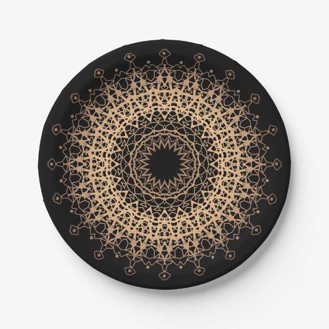 Assiettes En Carton Mandala d'or (Devant)