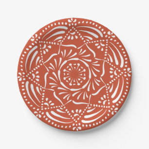 Assiettes En Carton Mandala en terre cuite