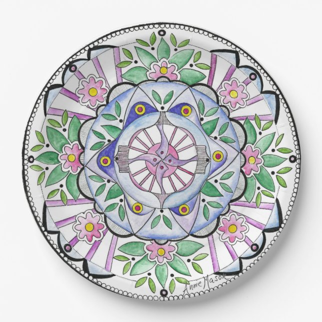 Assiettes En Carton Mandala Floribunda (Devant)