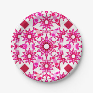 Assiettes En Carton Mandala motif dans les tons roses, marron