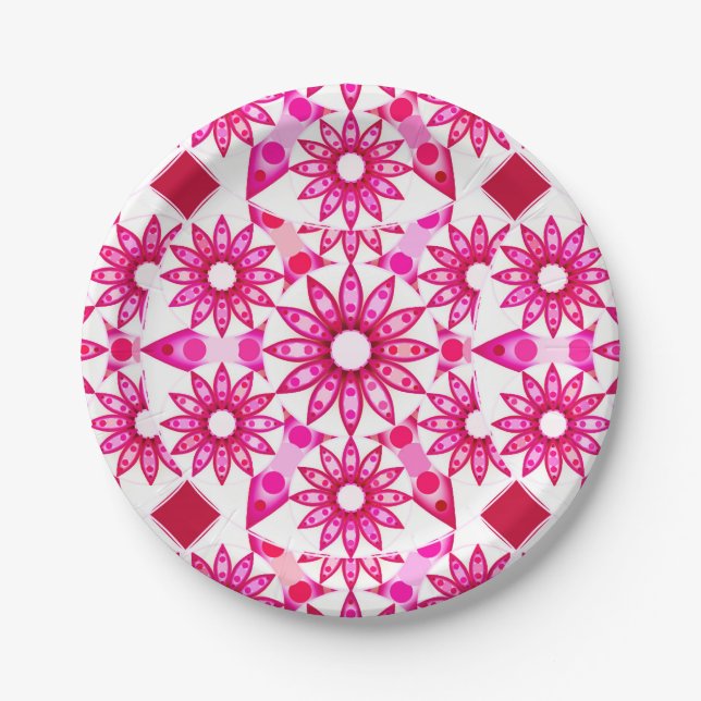 Assiettes En Carton Mandala motif dans les tons roses, marron (Devant)