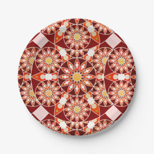 Assiettes En Carton Mandala motif, marron, rouille, bronzage, beige