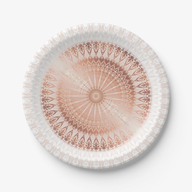 Assiettes En Carton Mandala rose Gold (Devant)