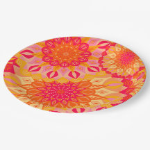 Mandala superposé orange rose jaune