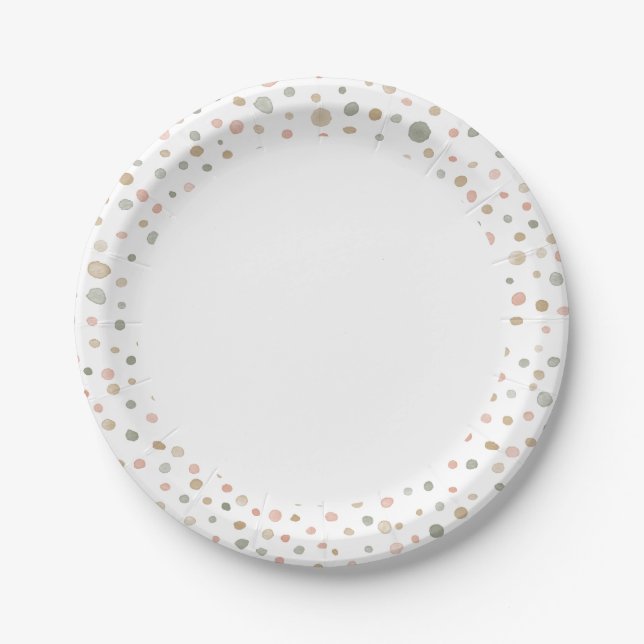 Assiettes En Carton Mandy Confetti Aquarelle Points Plaque Papier (Devant)