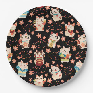 Assiettes En Carton Maneki Neko Lucky Cats