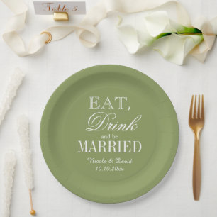 Assiettes En Carton Manger boire et être marié vert mousse coutume de