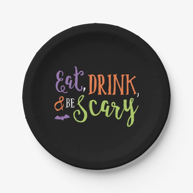 Assiettes En Carton Manger boire et faire peur Plaques d'Halloween (Devant)