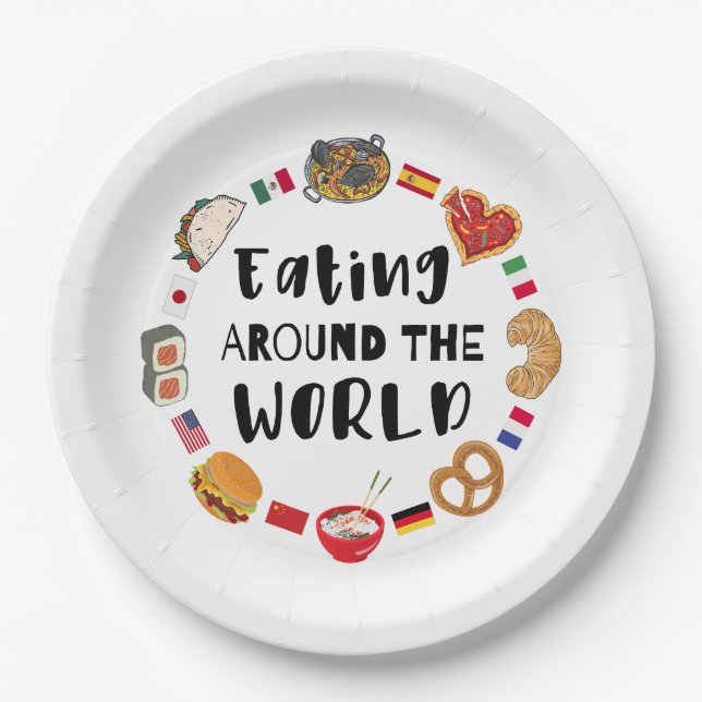 Assiettes En Carton Manger dans le monde entier (Devant)