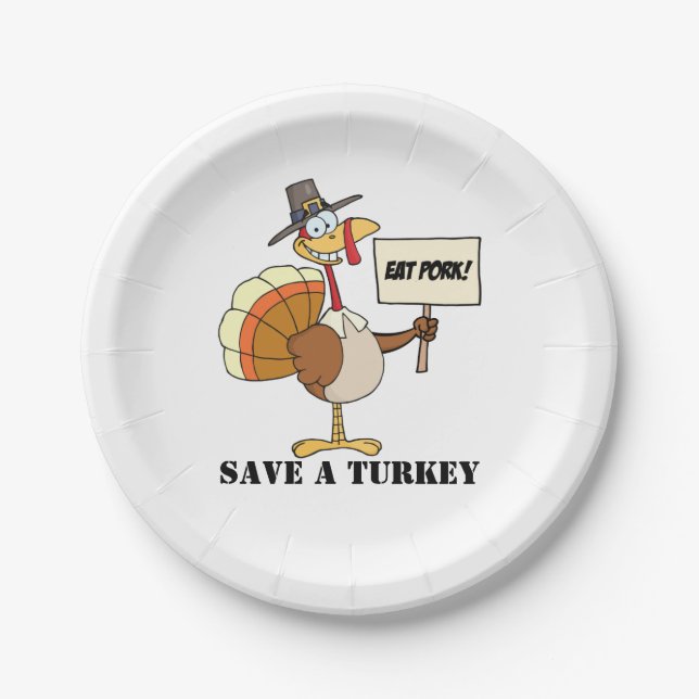 Assiettes En Carton Manger Du Porc Sauvez Une Turquie (Devant)