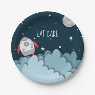 Assiettes En Carton Manger Gâteau Spacecraft Lune Espace extra-atmosph