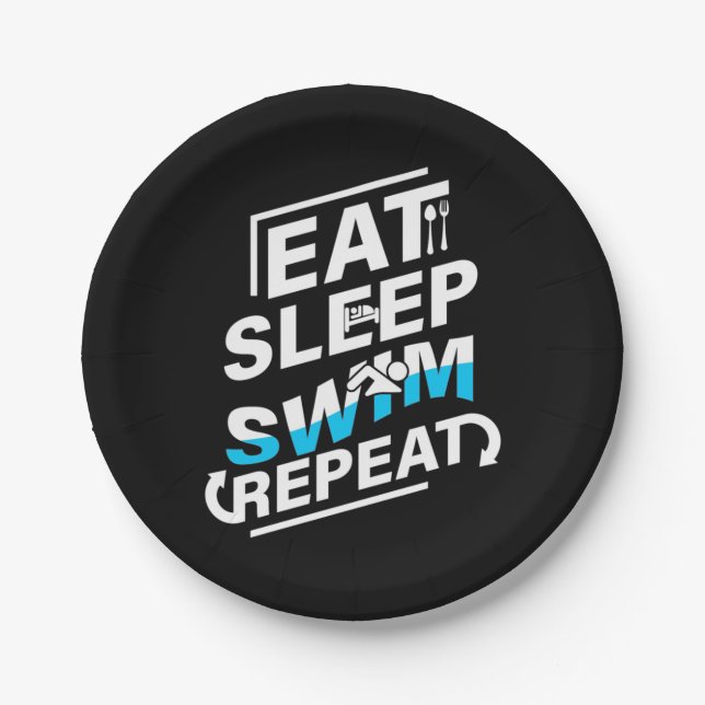 Assiettes En Carton Mangez Sleep Swim (Devant)