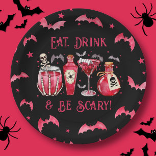 Assiettes En Carton Mangez un verre et faites peur Cocktails Halloween