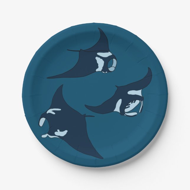 Assiettes En Carton Manta Rays (Devant)
