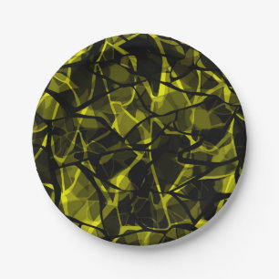 Assiettes En Carton Marbre abstrait noir vert brillant sans soudure
