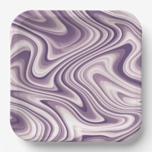 Assiettes En Carton Marbre Abstrait pourpre liquide