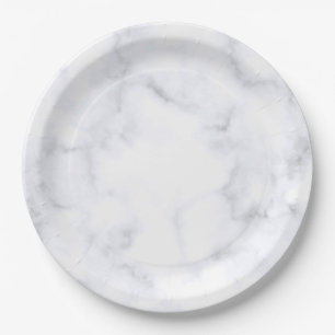 Assiettes En Carton Marbre blanc