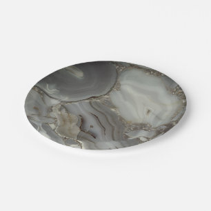 Assiettes En Carton Marbre gris avec Veine or