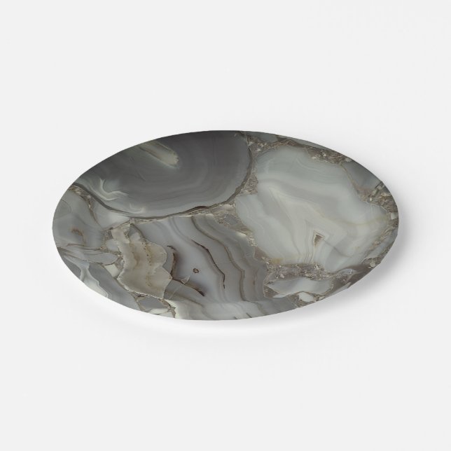 Assiettes En Carton Marbre gris avec Veine or (Angle)