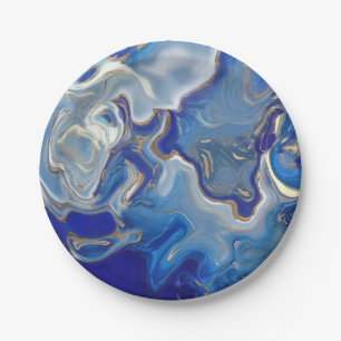 Assiettes En Carton Marbre liquide de l'agate bleu