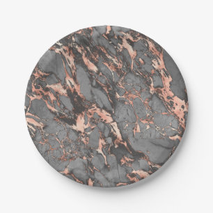 Assiettes En Carton Marbre rose gris or design moderne