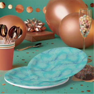 Assiettes En Carton Marbre turquoise