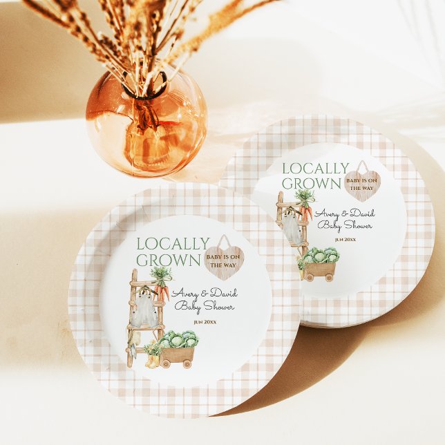 Assiettes En Carton Marché Agricole Cultivé Localement Baby shower mod (Créateur téléchargé)