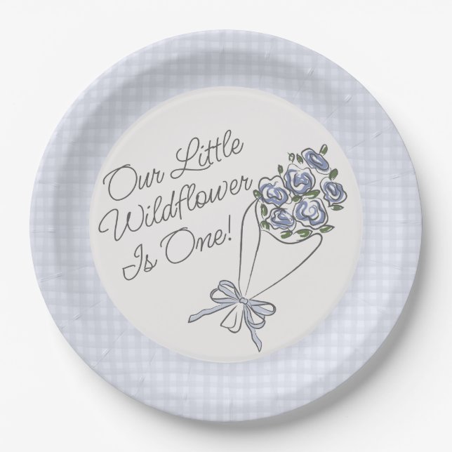 Assiettes En Carton Marché aux fleurs bleues Fraîches Fête d'anniversa (Devant)