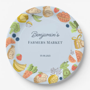 Assiettes En Carton Marché fermier bleu Ferme Anniversaire frais