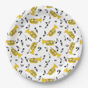 Assiettes En Carton Marching Baritone Music Notes Bass Clefs
