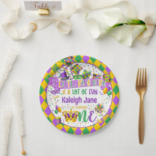 Assiettes En Carton Mardi Gras 1er anniversaire (King Cake & Fun)