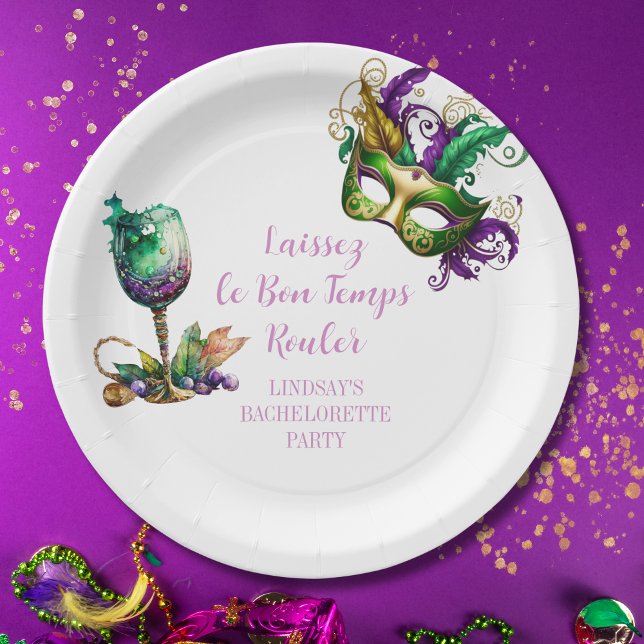 Assiettes En Carton Mardi Gras Bachelorette (Créateur téléchargé)