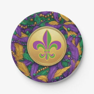 Assiettes En Carton Mardi Gras Fleur de lis