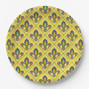 Assiettes En Carton Mardi gras Fleur De Lis