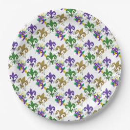 Assiettes En Carton Mardi Gras fleur de lis party