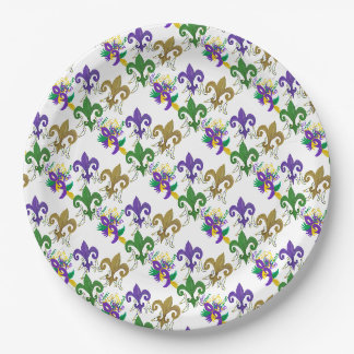 Assiettes En Carton Mardi Gras fleur de lis party