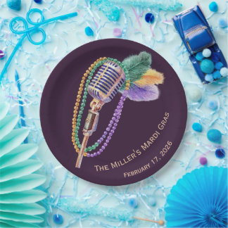 Assiettes En Carton Mardi Gras Jazz Microphone Party Plates