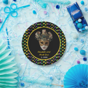 Assiettes En Carton Mardi Gras Masque 21e fête d'anniversaire