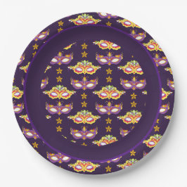 Assiettes En Carton Mardi Gras Masquerade Thème