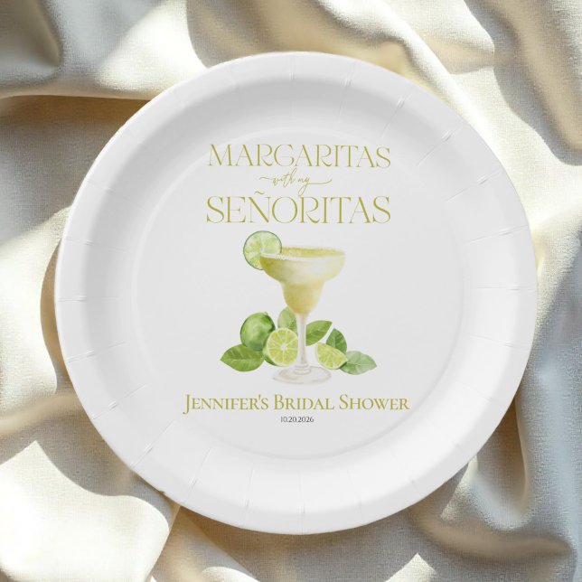 Assiettes En Carton Margaritas Avec Ma Fête des mariées Señoritas (Créateur téléchargé)