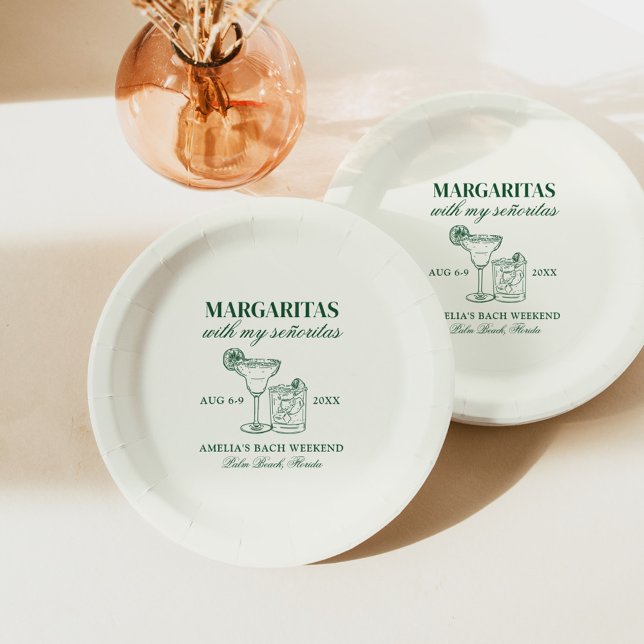 Assiettes En Carton Margaritas Avec My Señoritas Bachelorette Week-End (Créateur téléchargé)
